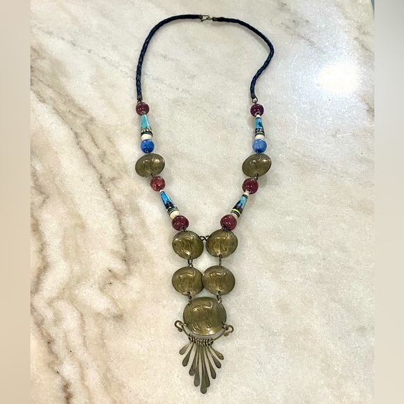 Vintage Un So De Oro Peru Llama Coin Necklace - Picture 1 of 13